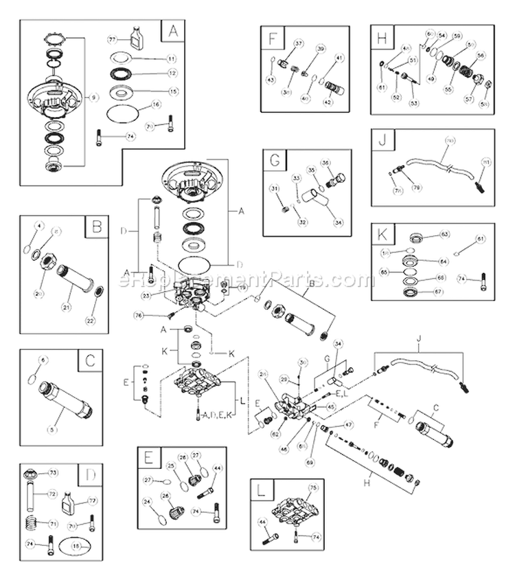 Page A Diagram and Parts List for 1770-0  Briggs and Stratton Pressure Washer